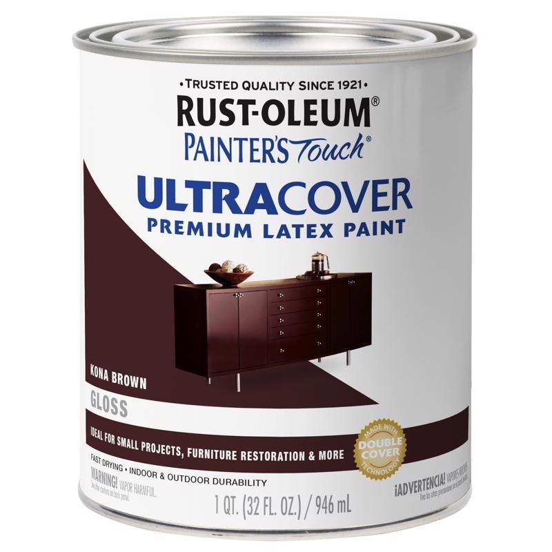 Rust-Oleum Ultra Cover GLOSS 1 qt. Premium Latex Paint KONA BROWN 1513738 NEW