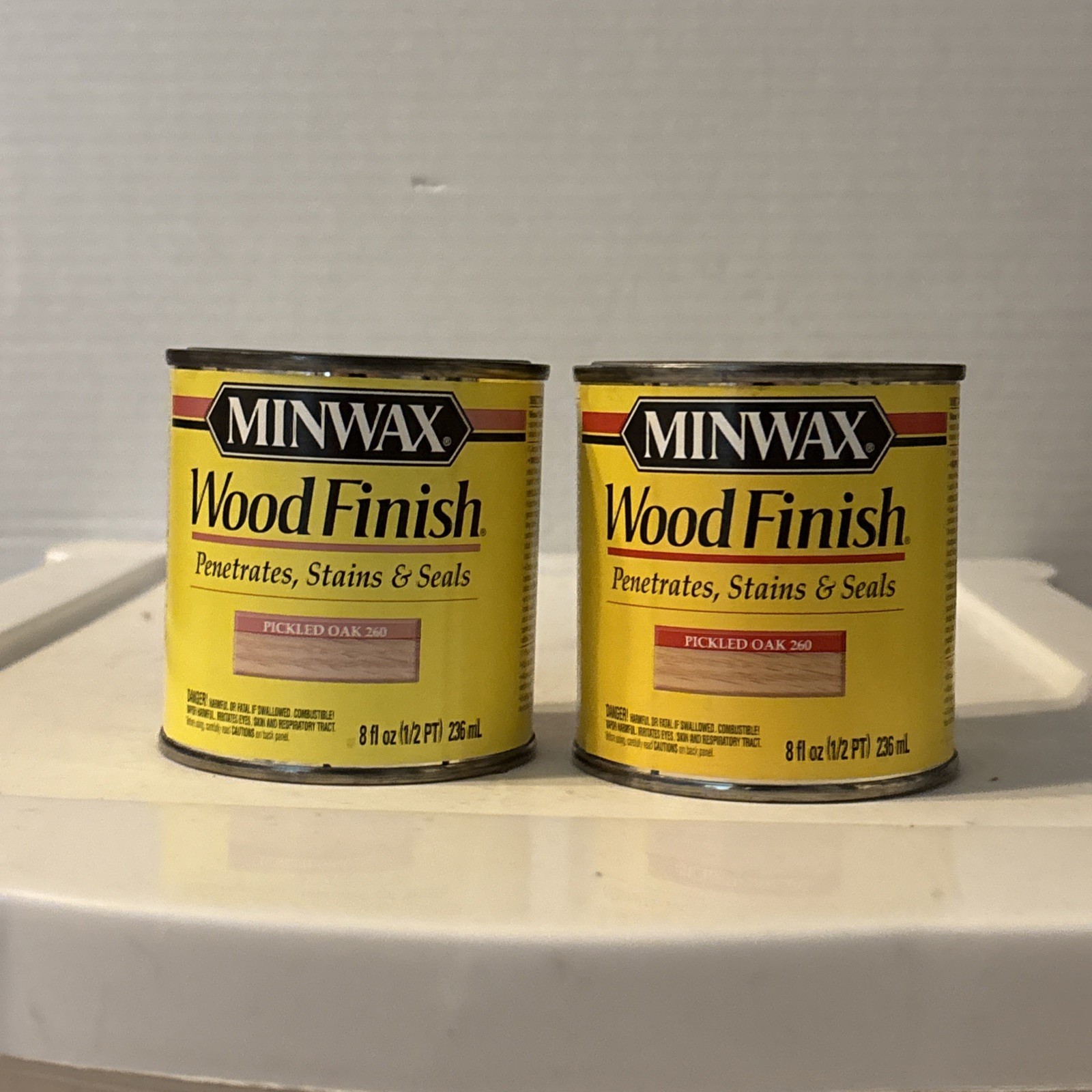 2 NEW Minwax Pickled Oak 260 Wood Finish Oil-Based Wood Stain 8 oz 1/2 Pint