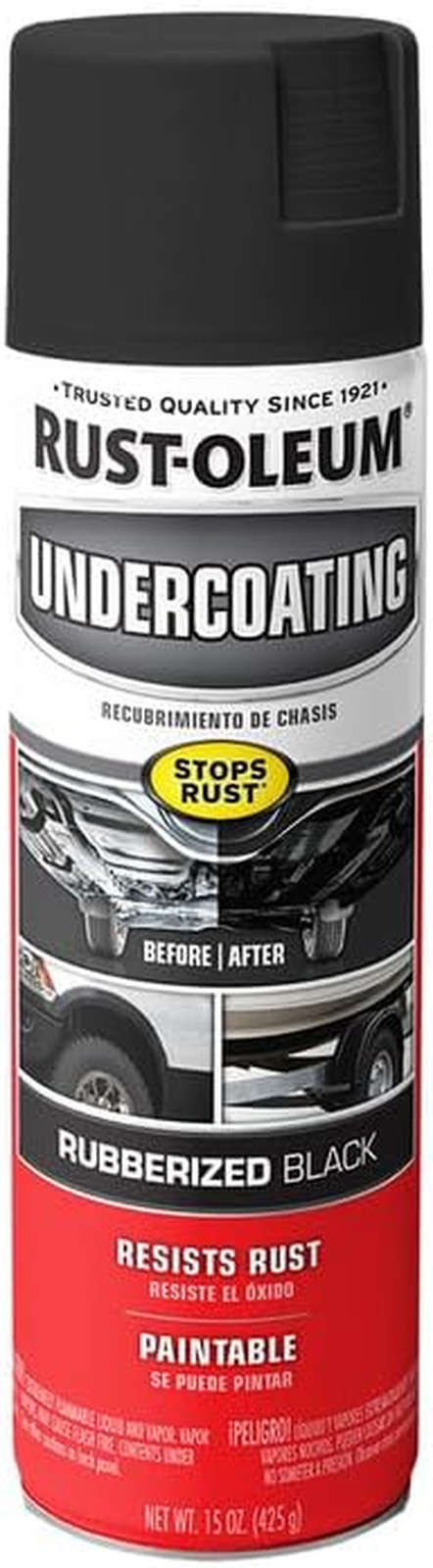 248657-6PK Stops Rust Undercoating Spray, 15 Oz, Rubberized Black, 6 Pack