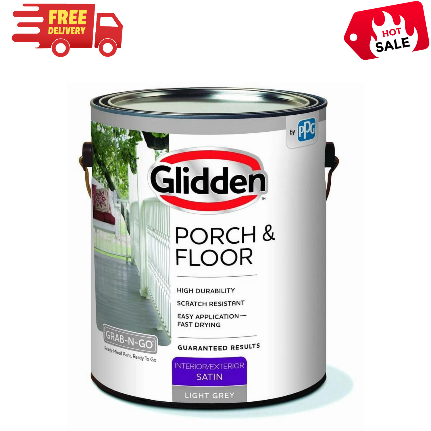 Glidden 1 Gallon Porch Floor Interior Exterior Paint Primer Light Gray Satin