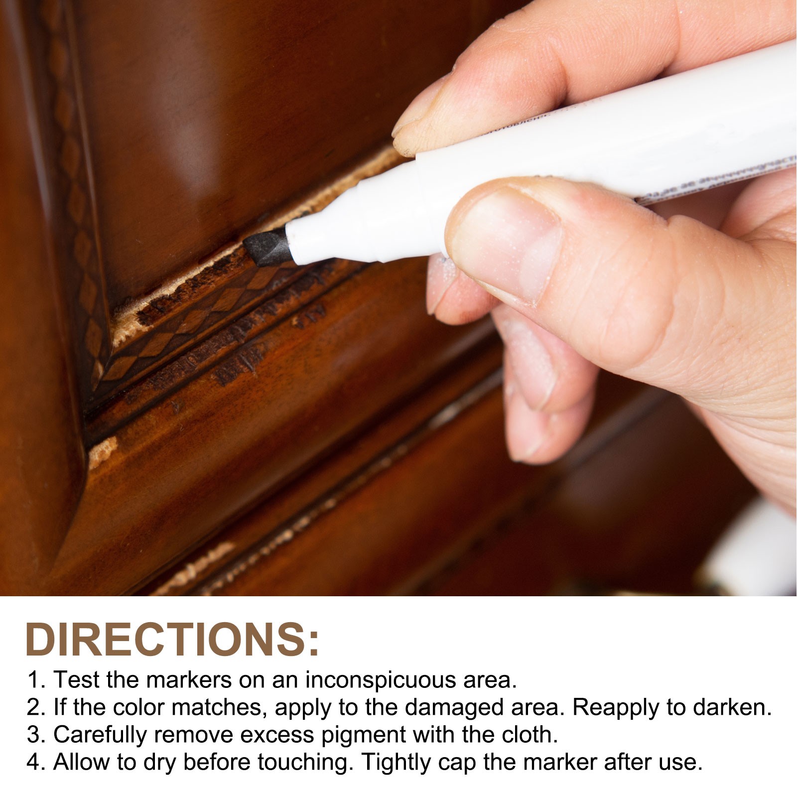 Furniture Repair Marker, 3 Pcs Black/White/Reddish Brown Touch Up Filler Sticks