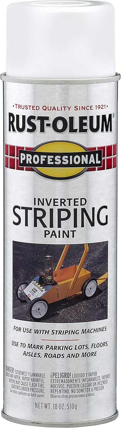 Rust-Oleum 2593838 Professional Inverted Striping Spray Paint, 18 oz, White
