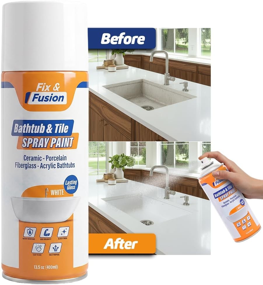 FIX & FUSION Bathtub & Tile Spray Paint, High Adhession Water Resistant, 13.5 oz