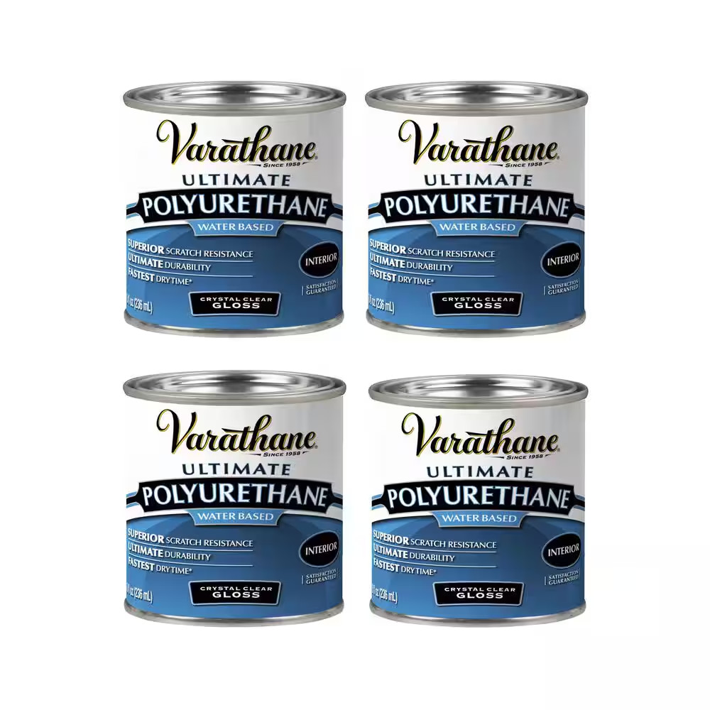 8 Oz. Clear Gloss Water-Based Interior Polyurethane (4-Pack)