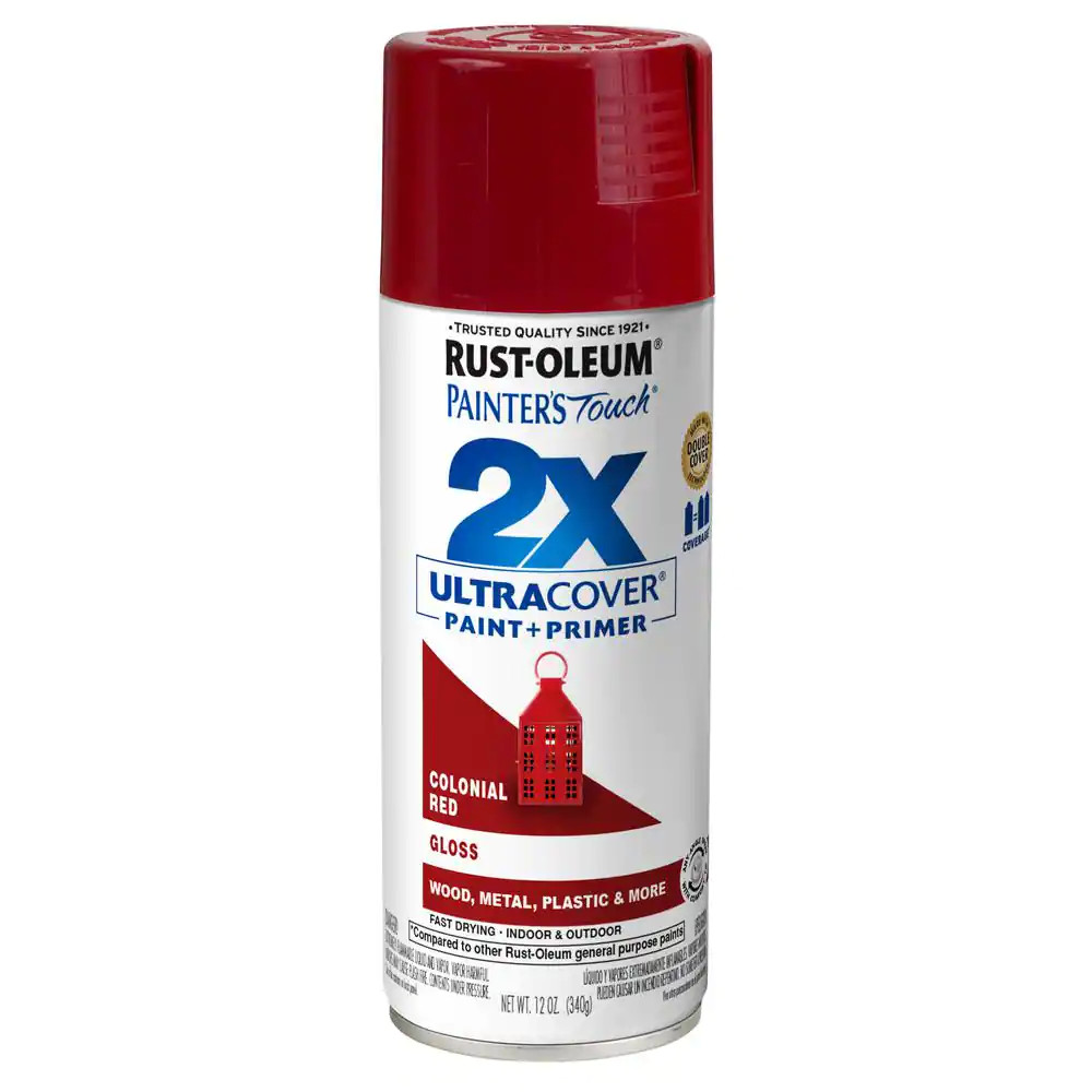 Gloss Red Spray Paint 12-Oz, Premium 2X Ultra-Cover for Metal, Plastic, Wood