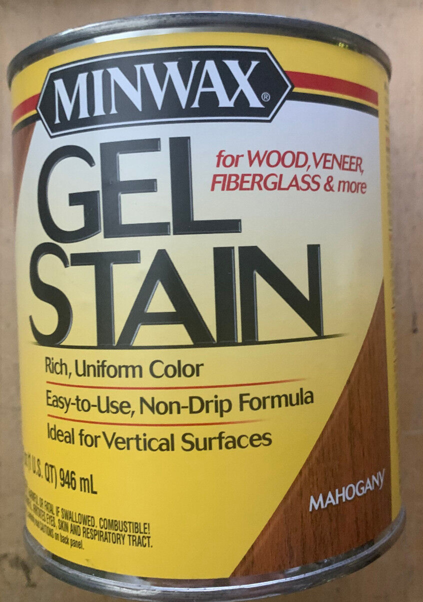MINWAX GEL STAIN MAHOGANY 1 Quart 32oz WOOD VENEER FIBERGLASS Discontinued Dent