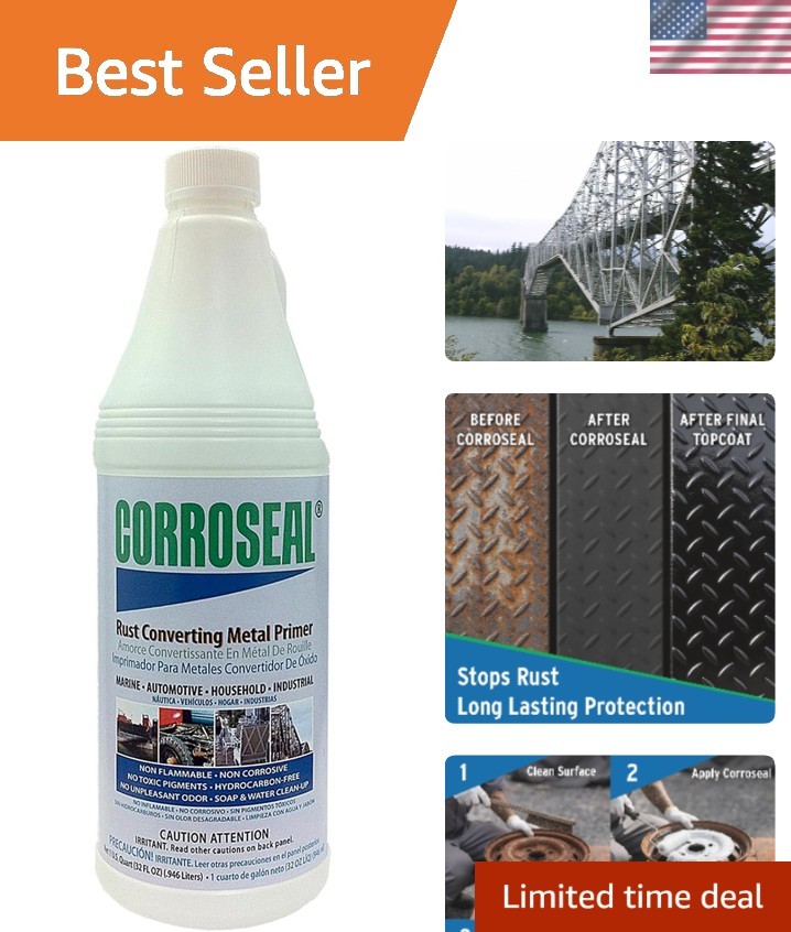 Rust Converter & Metal Primer – 32 Fl Oz, Protects and Restores Metal Surfaces