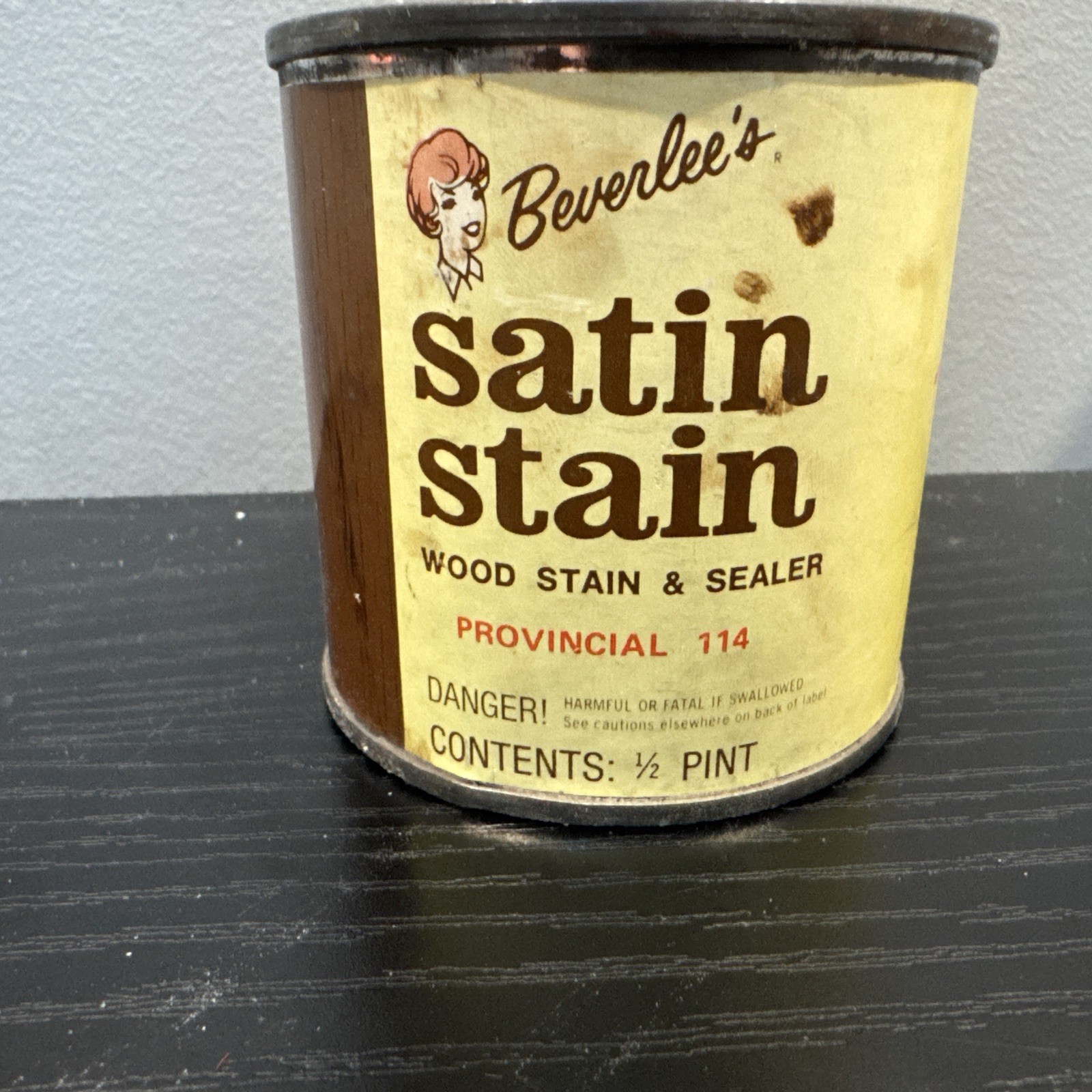Beverlee’s Satin Stain Wood Stain & Sealer Provincial 114 – 1/2 Pint – 100% full