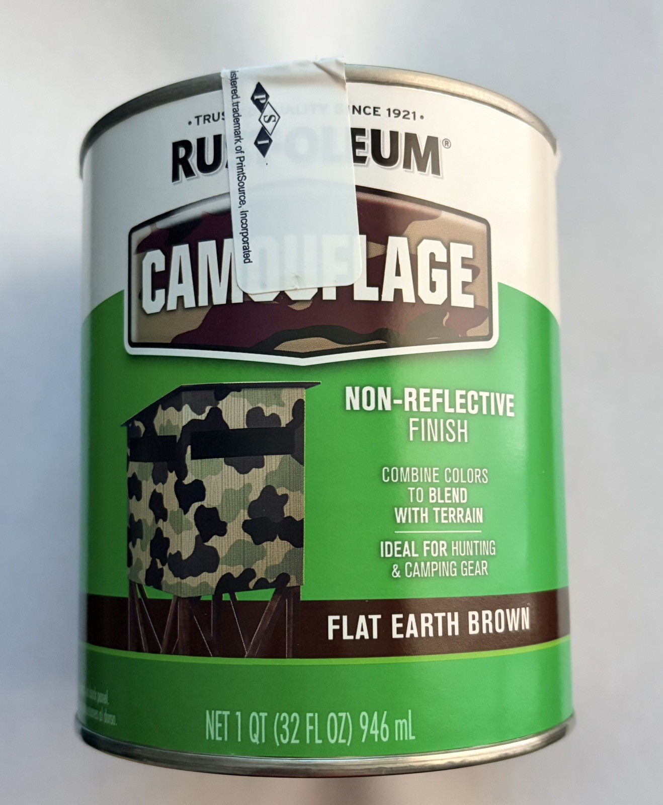 1Pc Rust-Oleum 1 Qt. – Camouflage Brush Paint, Flat Earth Brown- Hunting/Camping