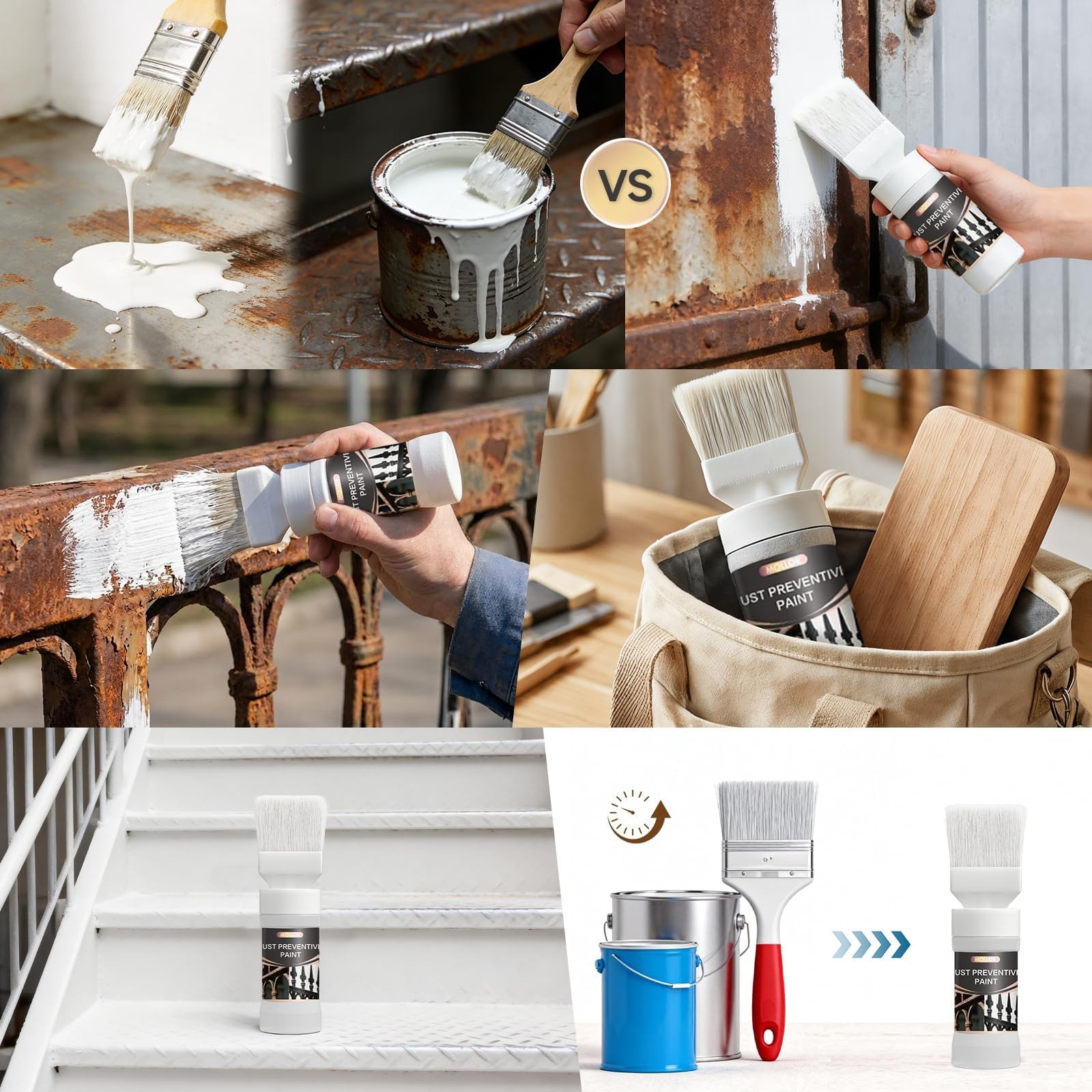 2-in-1 Gray Rust Converter & Metal Primer (5.29 Oz) with Brush, Anti-Rust Coa…