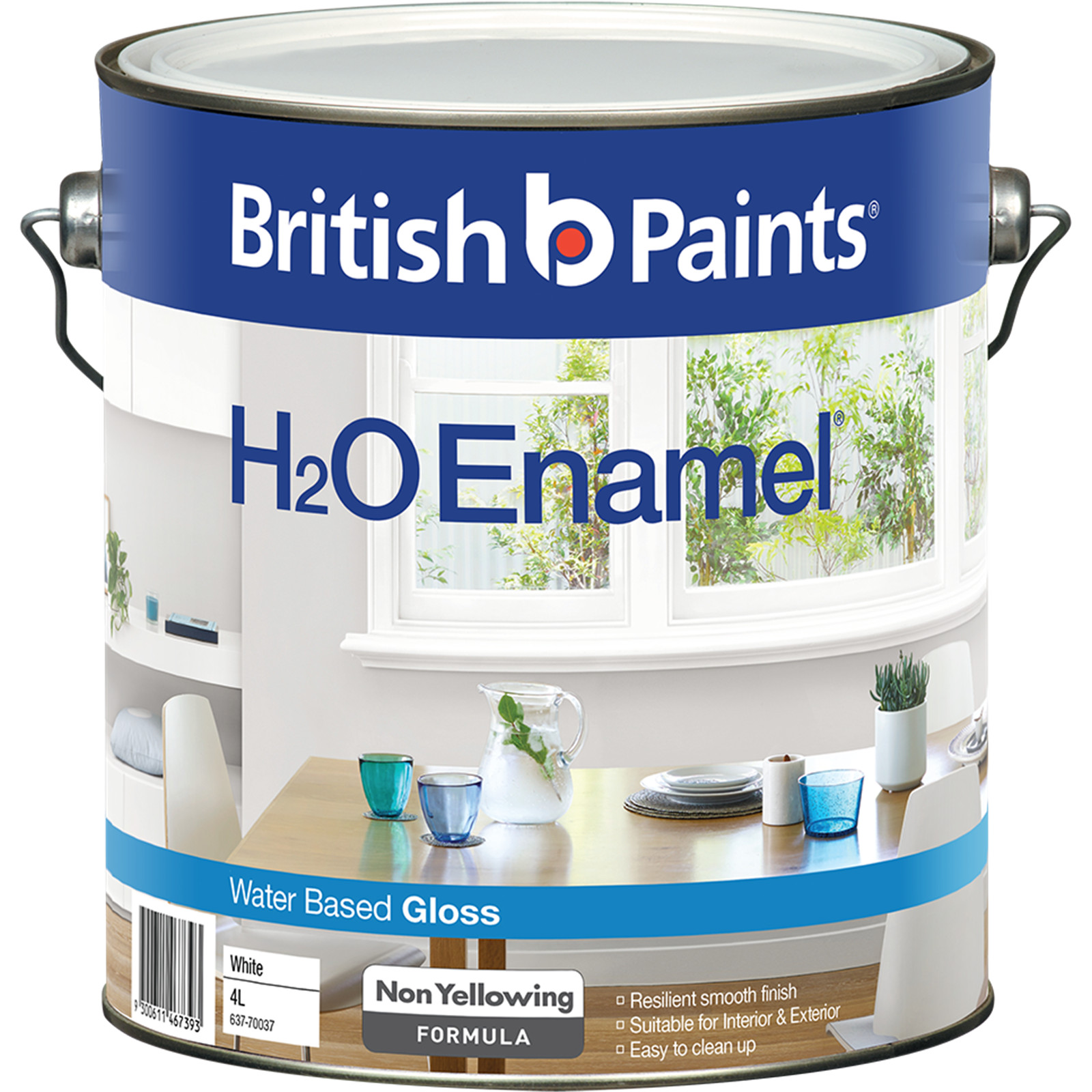 British Paints White Gloss H2O Enamel Paint – 4L