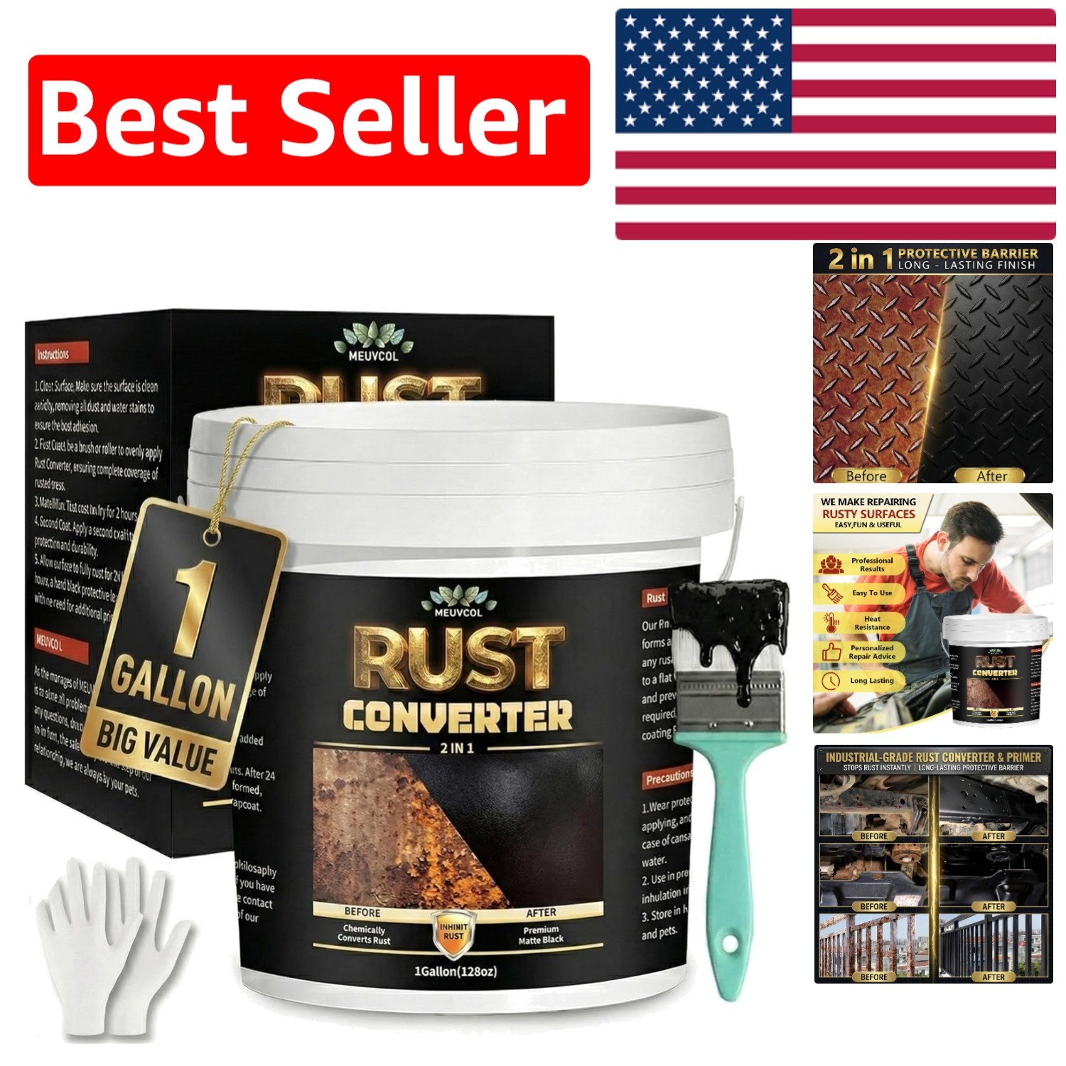 Versatile 1 Gallon Anti-Rust Coating – Non-Toxic Metal Primer for All Surfaces