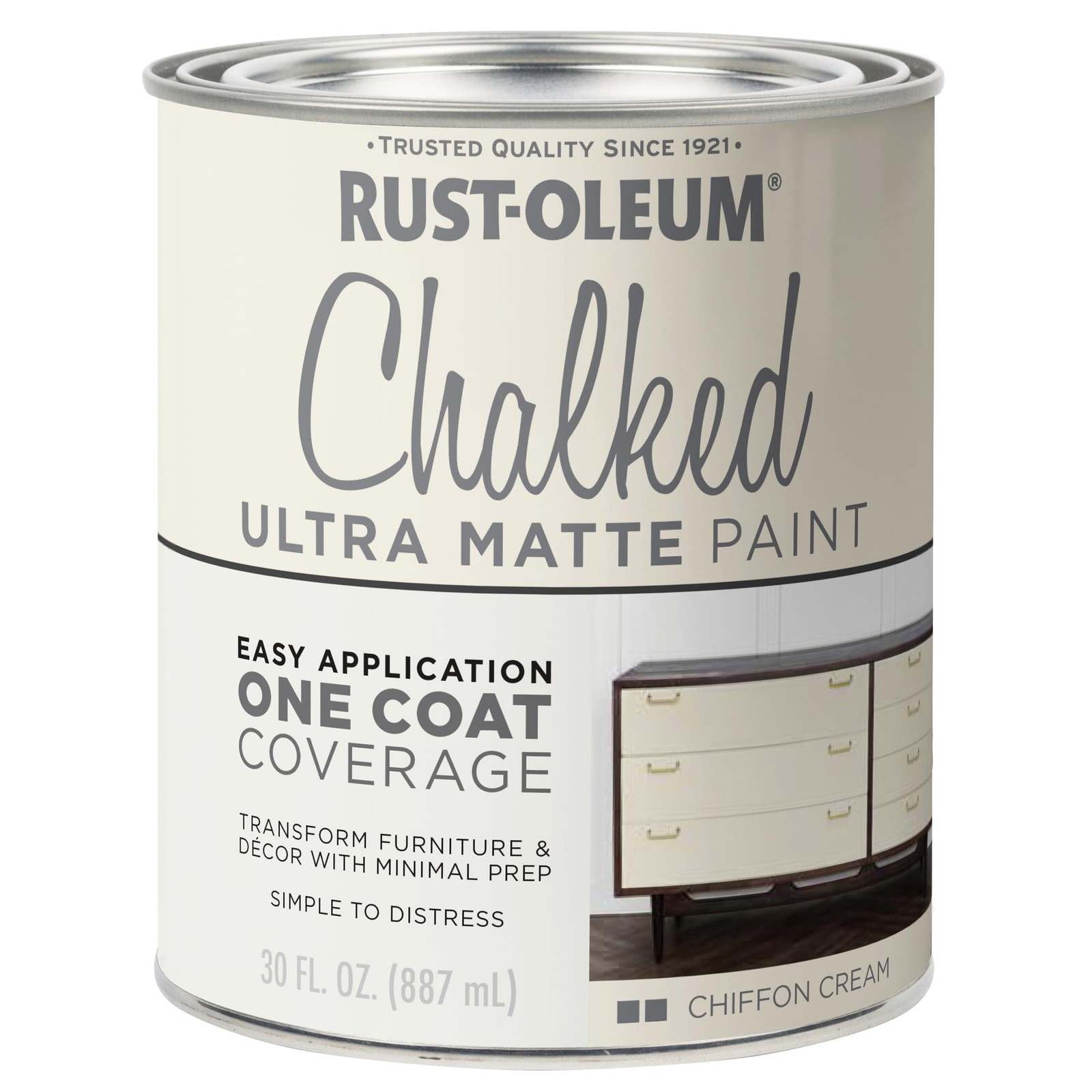 Rust Oleum 30Oz Ultra Matte Chalked Paint Chiffon Cream Easy To Use