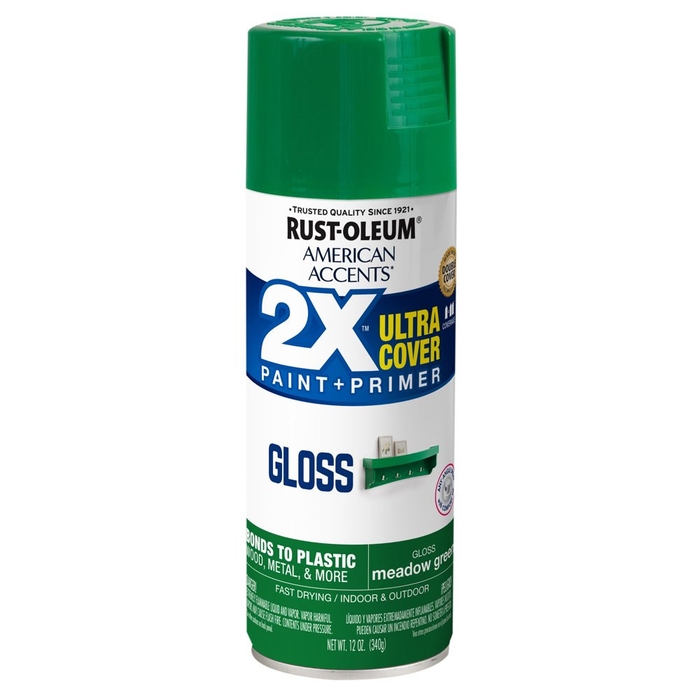 Multi-Surfaces 2X Ultra Cover Gloss Meadow Green Spray Paint Shiny Smooth 12 Oz