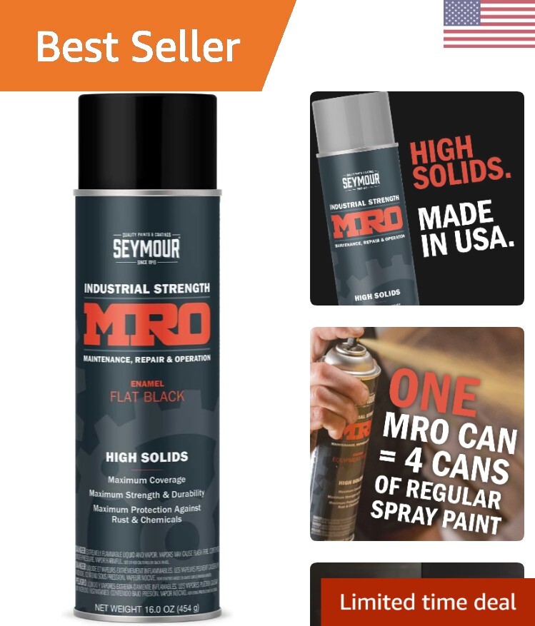 Durable Rust-Resistant Flat Black Spray Paint – 16oz Aerosol – High Solids