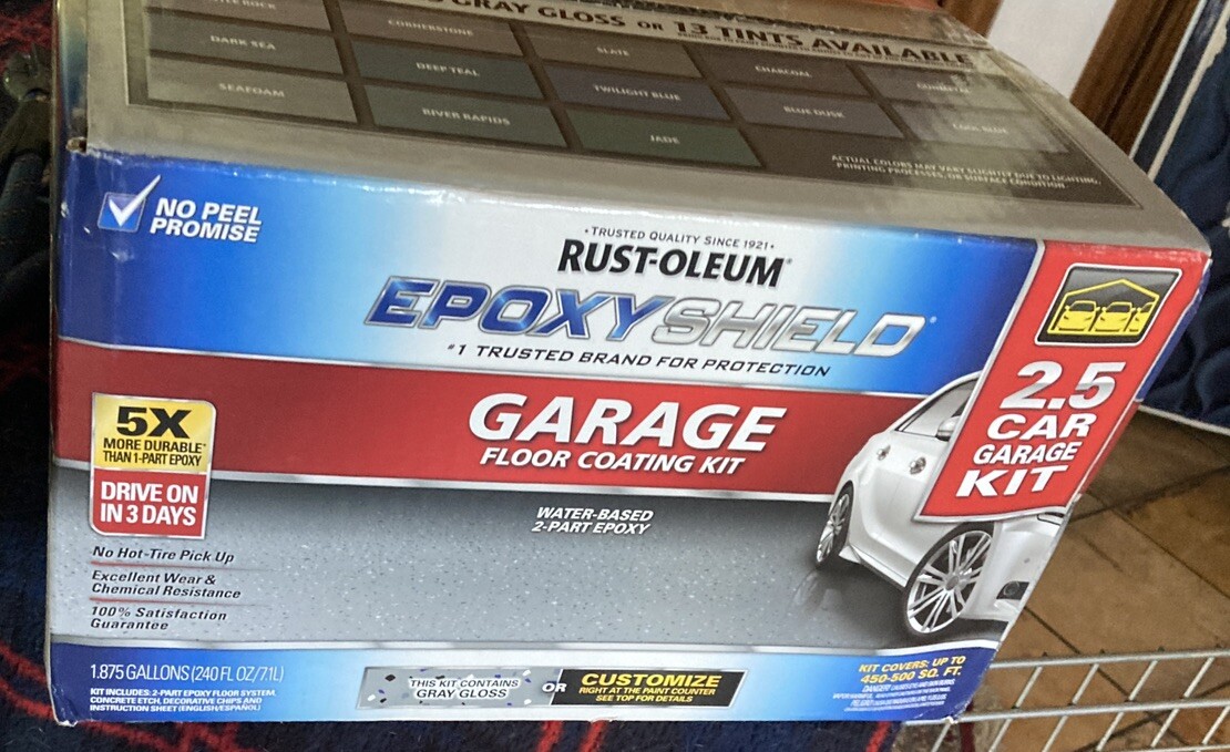 Rust Oleum Epoxy Shield Protect Gray Garage Floor Coating Kit High Gloss 2.5 Car