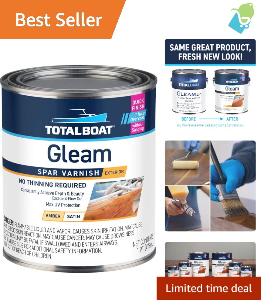 Gleam Low-Sheen Marine Varnish – Quick Drying Satin Finish for Wood & Furniture