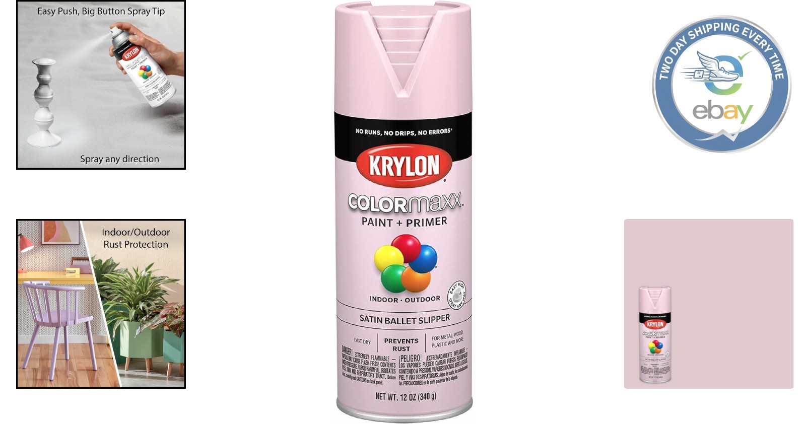 Acrylic Spray Paint & Primer for Indoor/Outdoor Use – Satin Ballet Slipper Pink