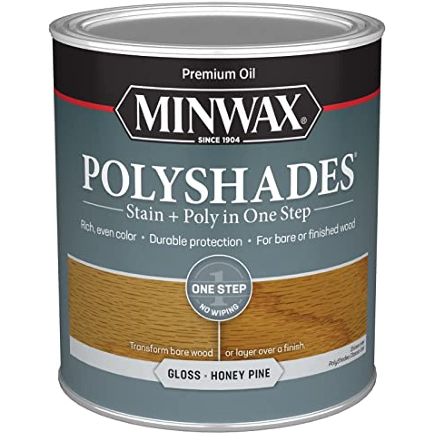 Minwax PolyShades Wood Stain + Polyurethane Finish � Quart, Honey Pine, Gloss