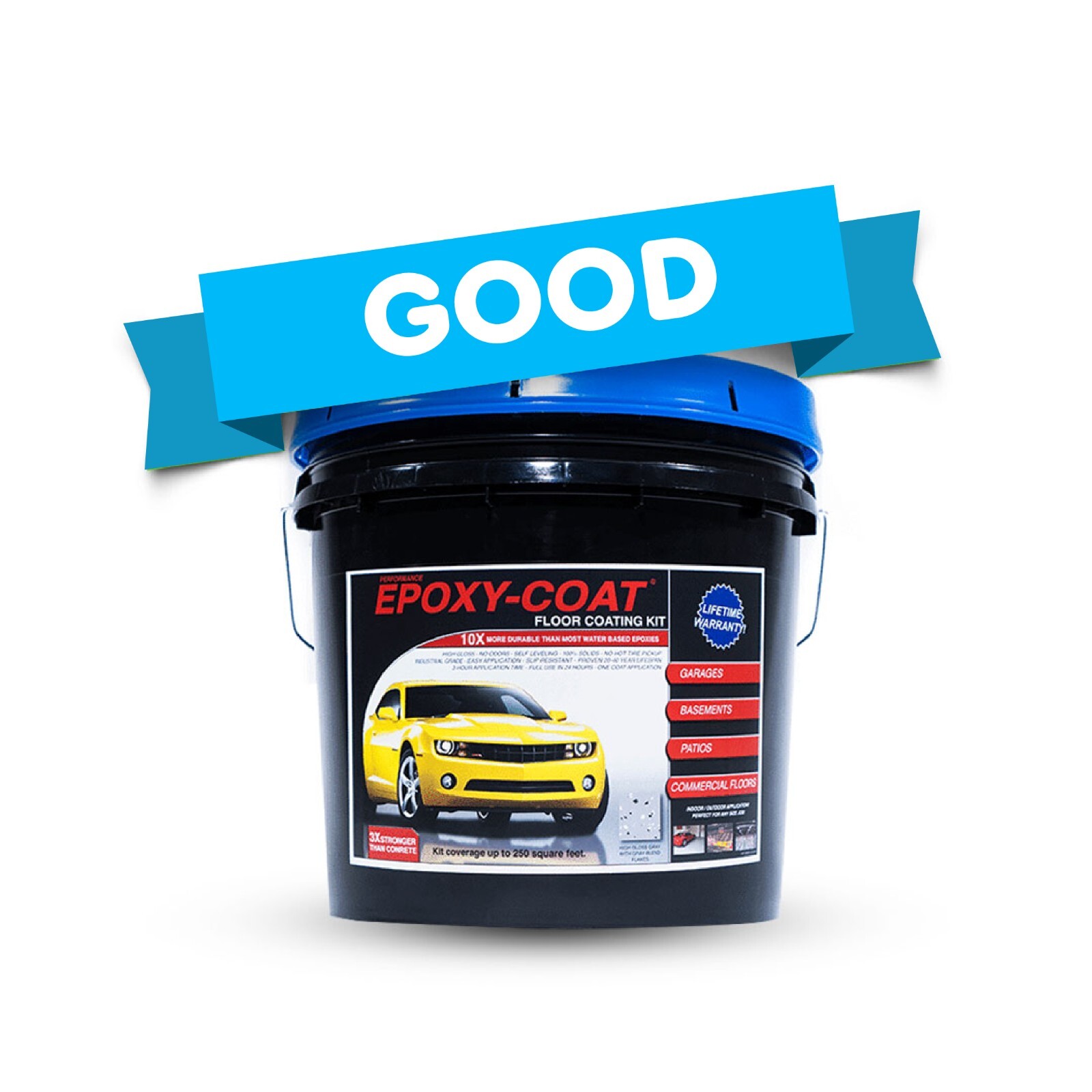 “GOOD” Half Epoxy Floor Coating Kit 250 sq. ft. 9.7 mil with 1/4″ flake