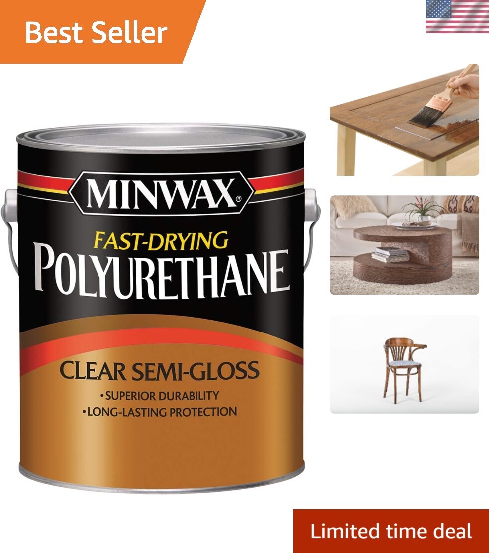 Fast Drying Polyurethane Protective Wood Finish, Clear Semi-Gloss, 1 Gallon