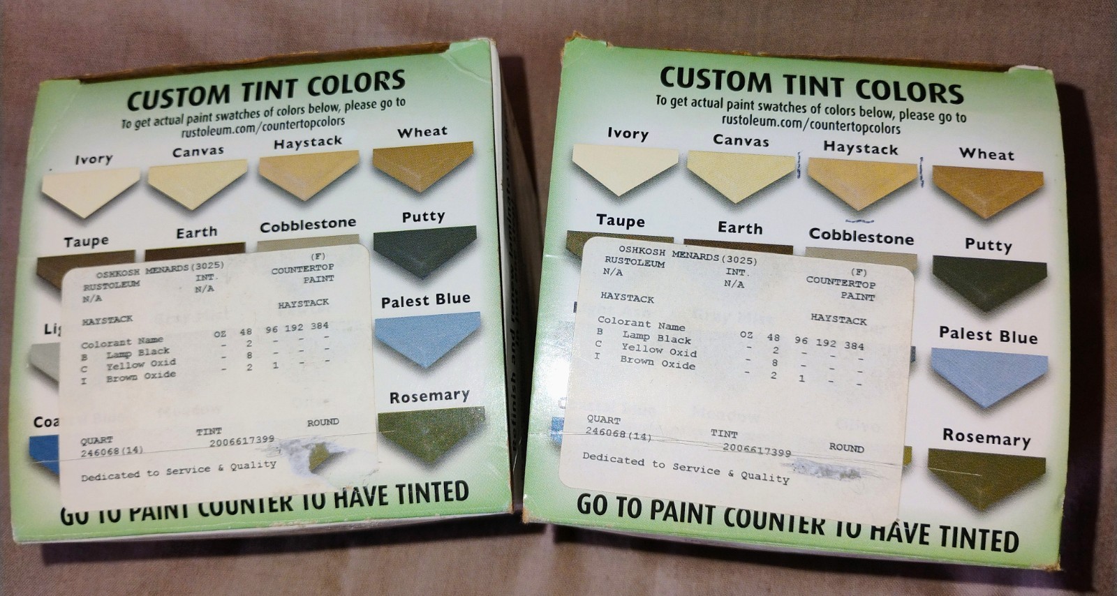 Lot of 2 Rustoleum Specialty Countertop Coating 254853 29 Oz Haystack Tint