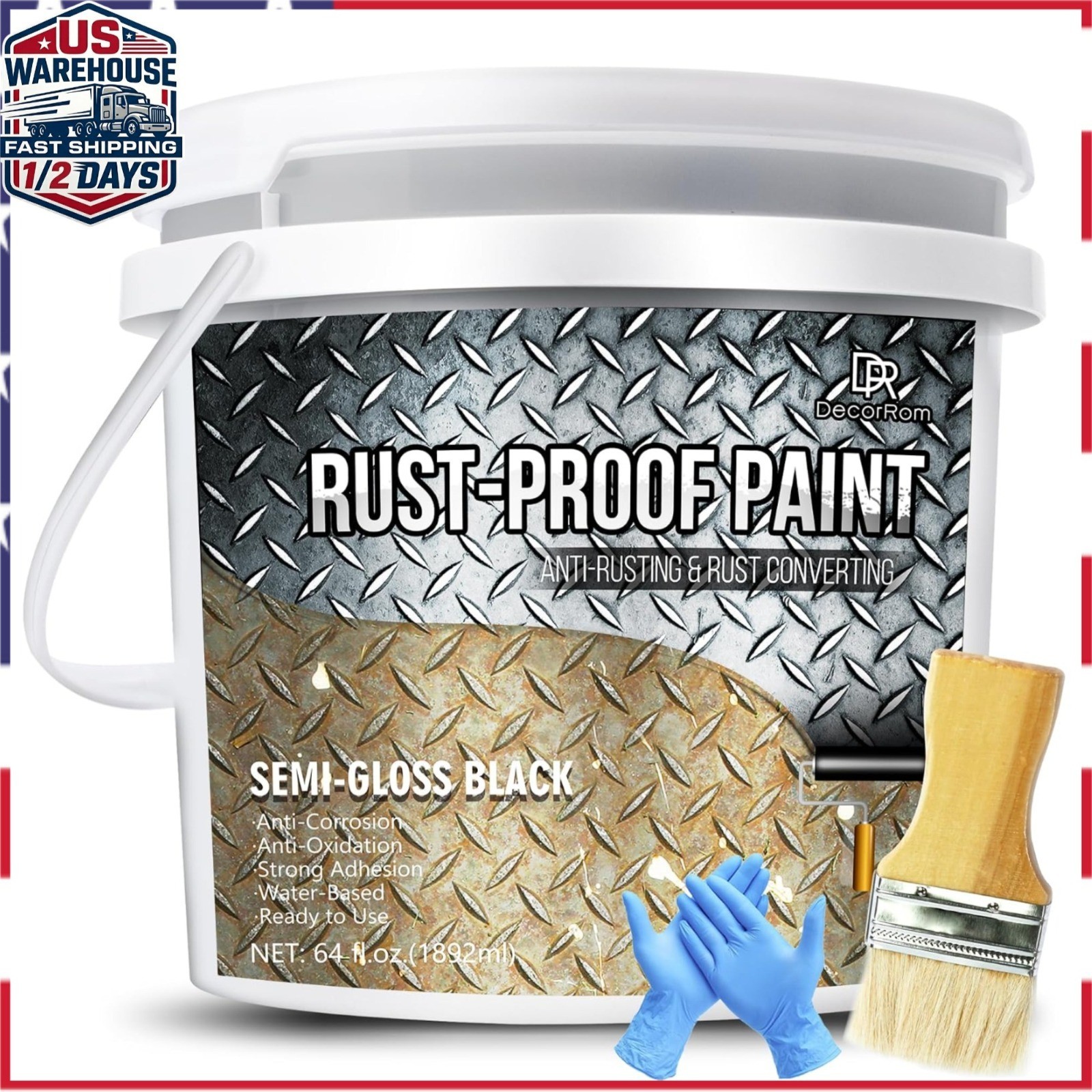 64oz Rust Converter & Metal Primer – Black Rust Reformer Paint
