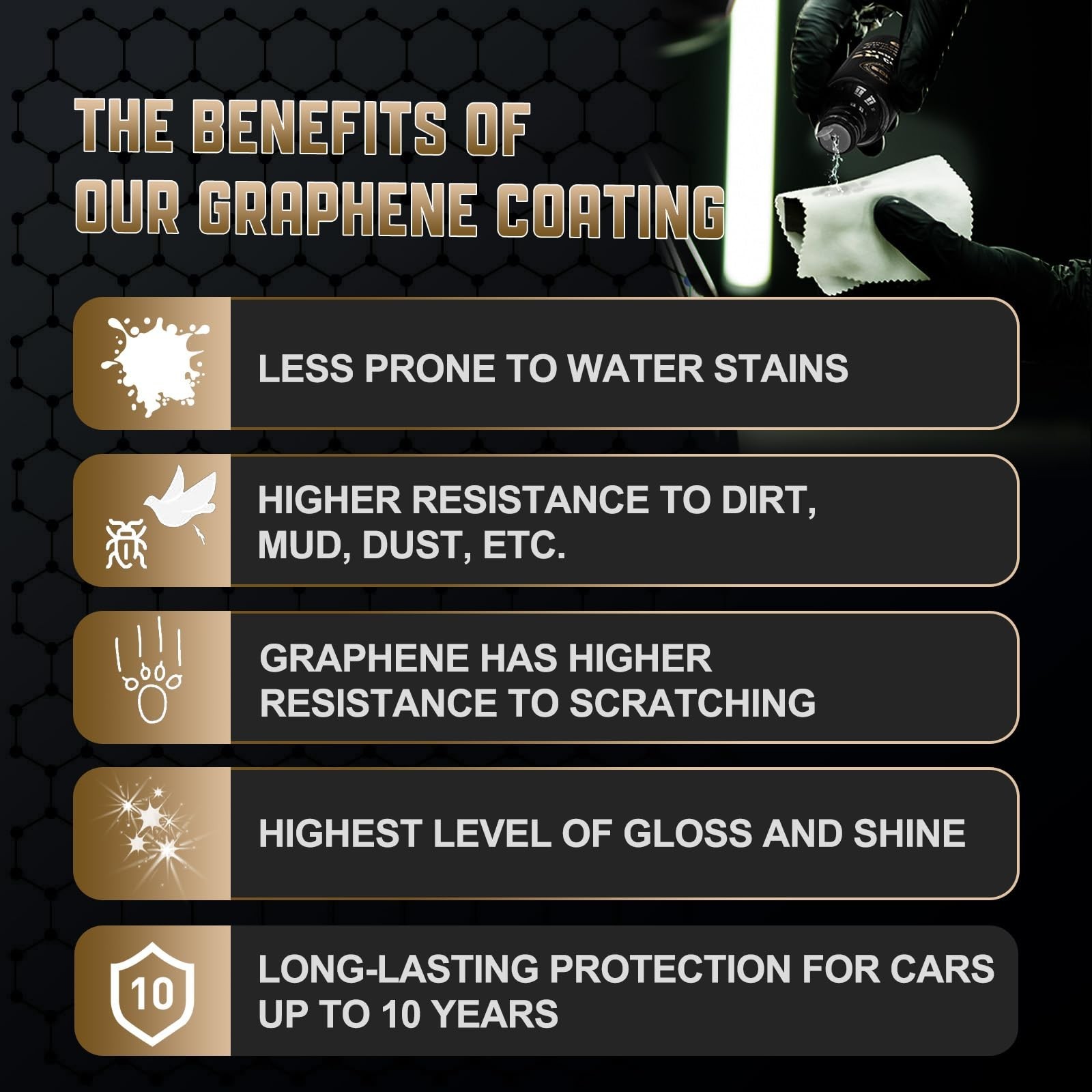 20H Professional Graphene Ceramic Coating for Cars (70ml) – 10+ Years Protect…