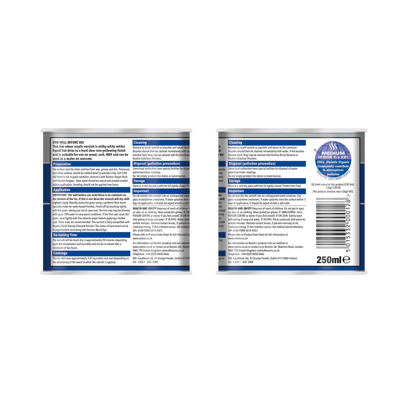 Rustins Quick Dry Varnish Clear Satin 250ml 250ml,