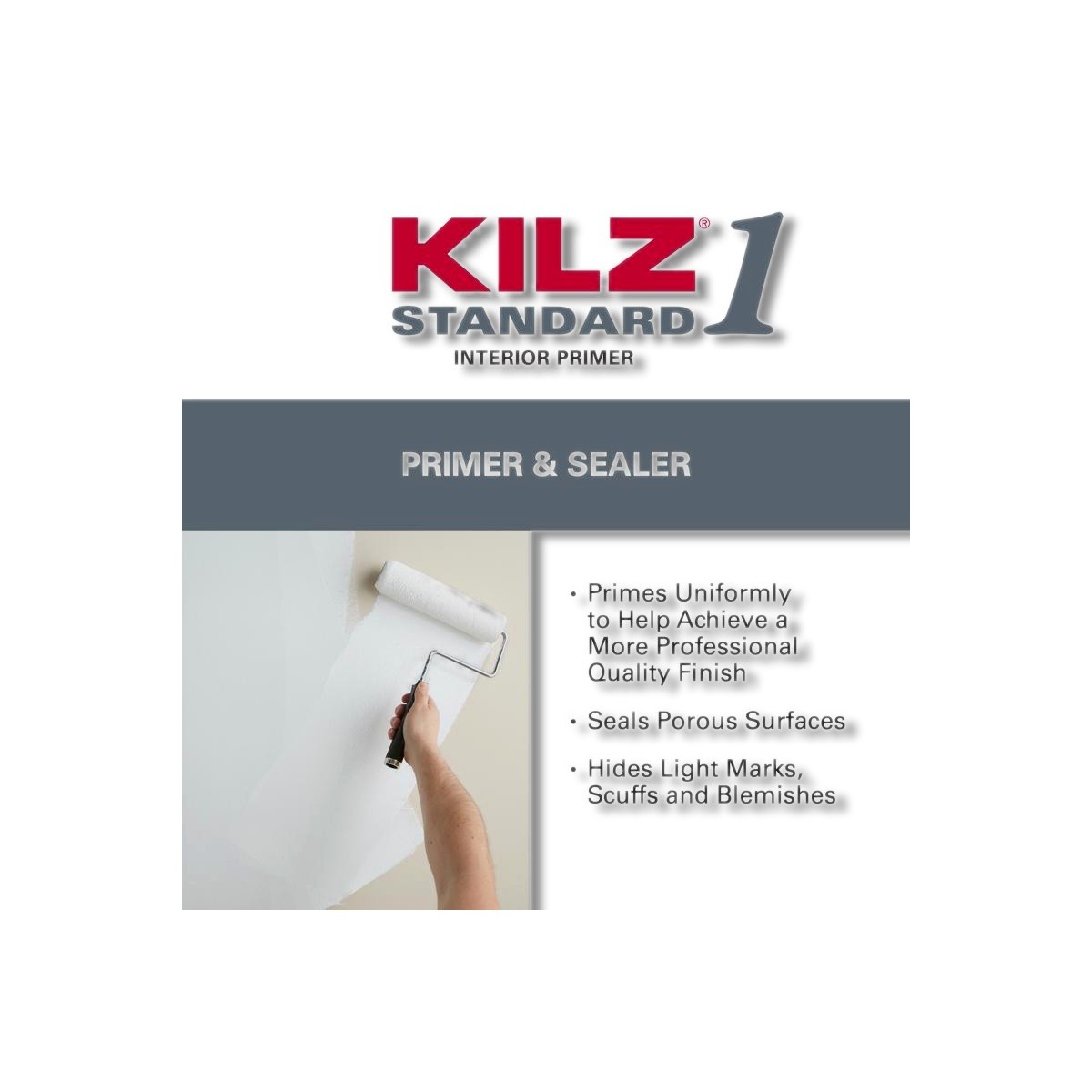 KILZ 1 Standard White Flat Water-Based Acrylic Primer and Sealer 5 gal L201105