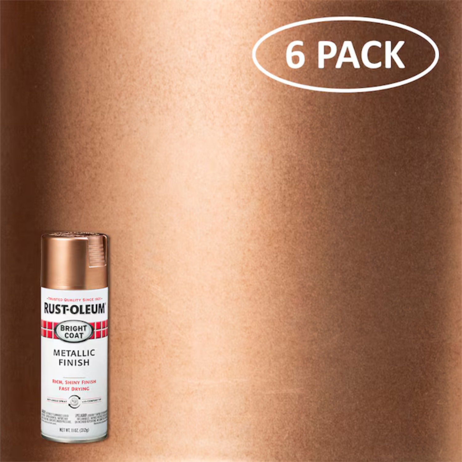 (6 PK) MultiColor, Rust-Oleum Stops Rust Bright Coat Metallic Spray Paint, 11 oz