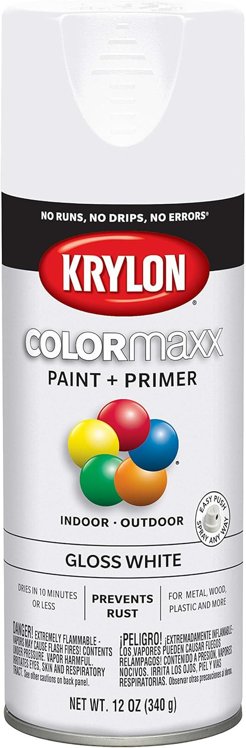 Krylon Colormaxx 12 Oz Gloss White Spray Paint Fast Dry Rust Protection