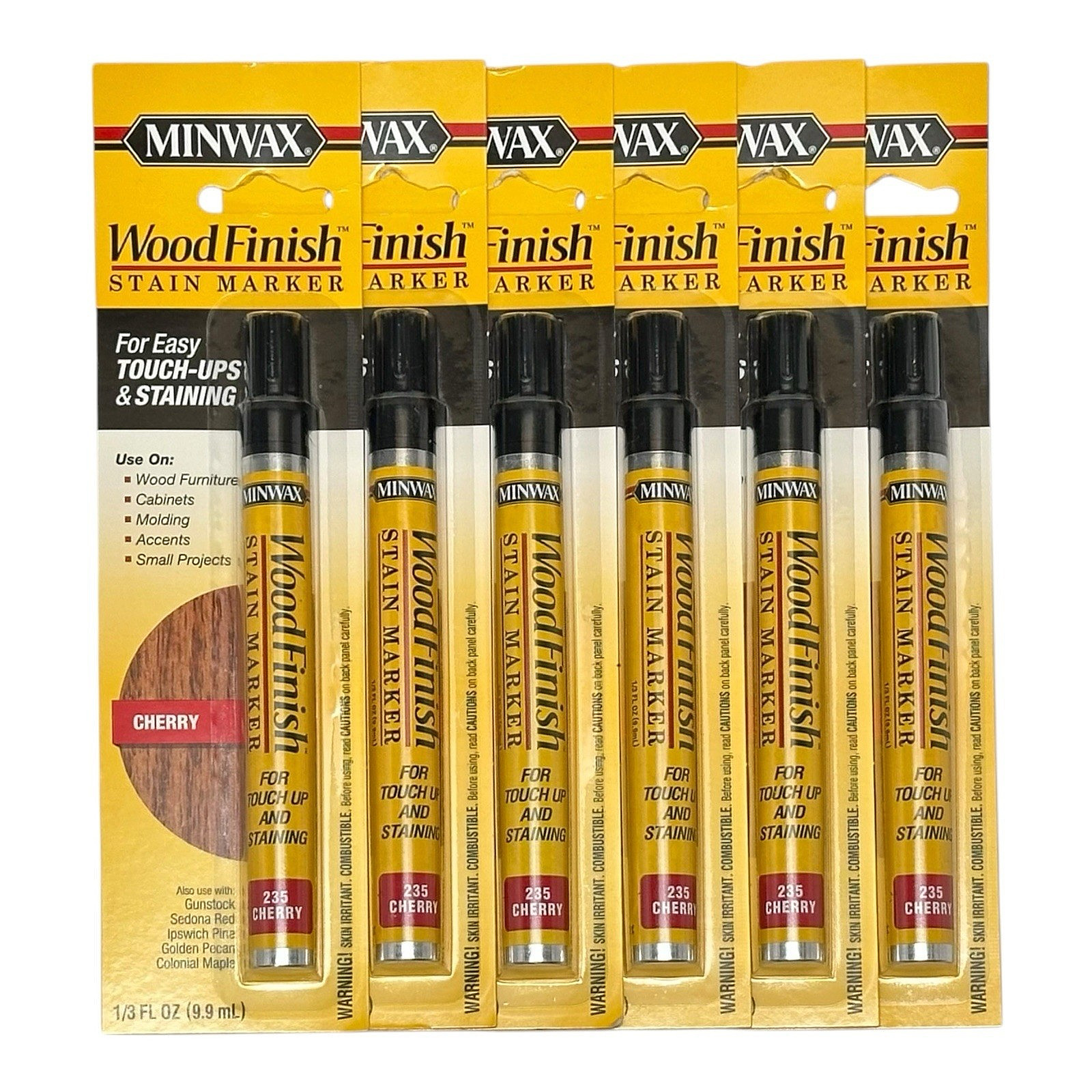 MINWAX WOOD FINISH STAIN MARKER CHERRY – LOT OF 6