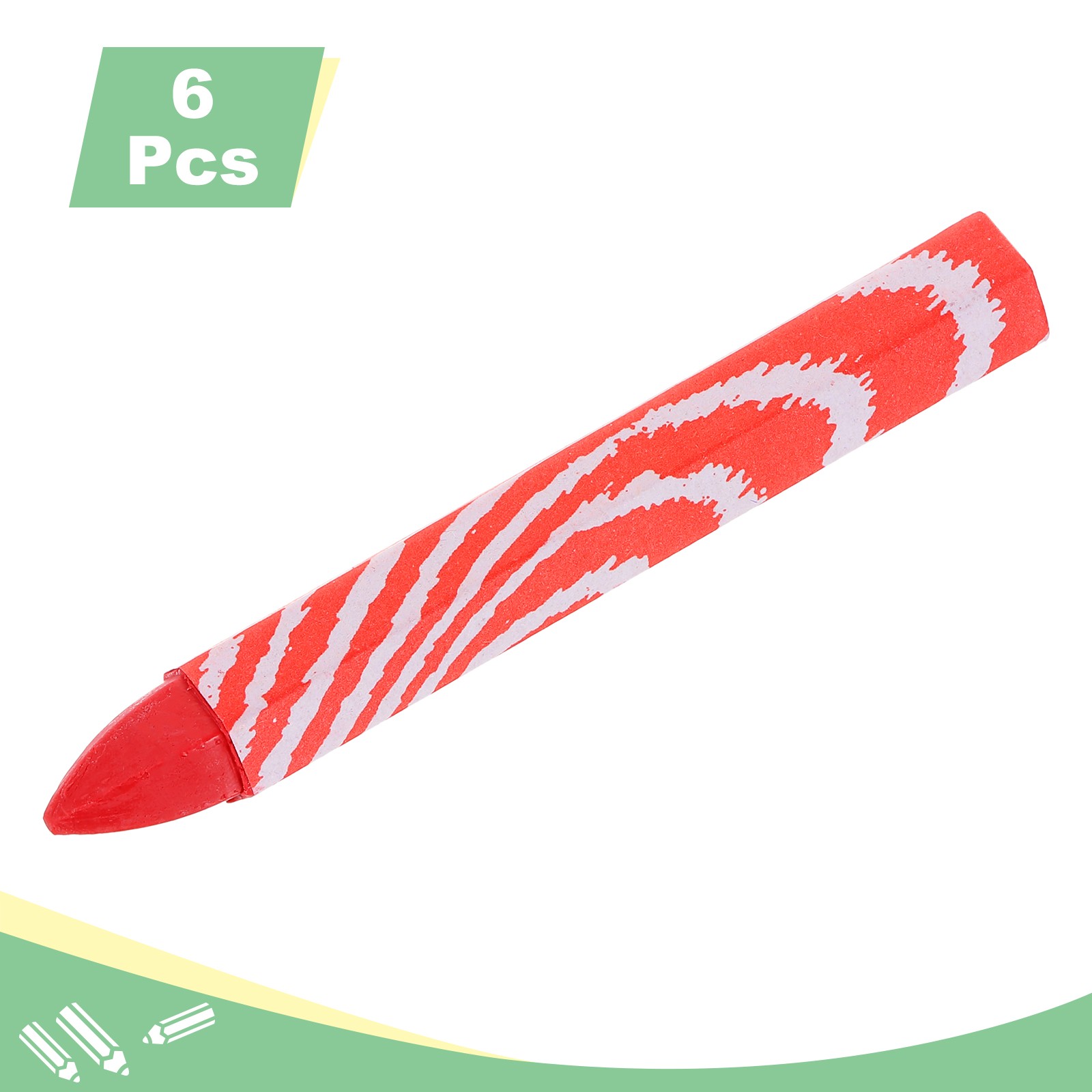 Lumber Marking Crayons, 6 Pcs Red Hex Wax Tire Marker, 4″ x 0.55″