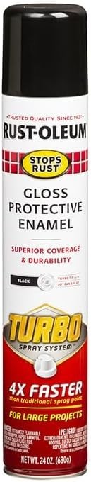 Rust-Oleum Stops Rust Turbo Spray Paint Gloss Black 24 oz 6 Pack Fast Dry