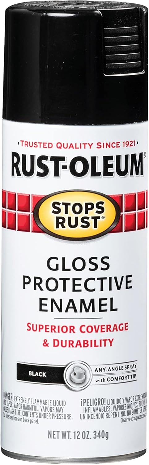 Rust-Oleum 7779830 Stops Rust Spray Paint, 12 Ounce (Pack of 1), Gloss Black
