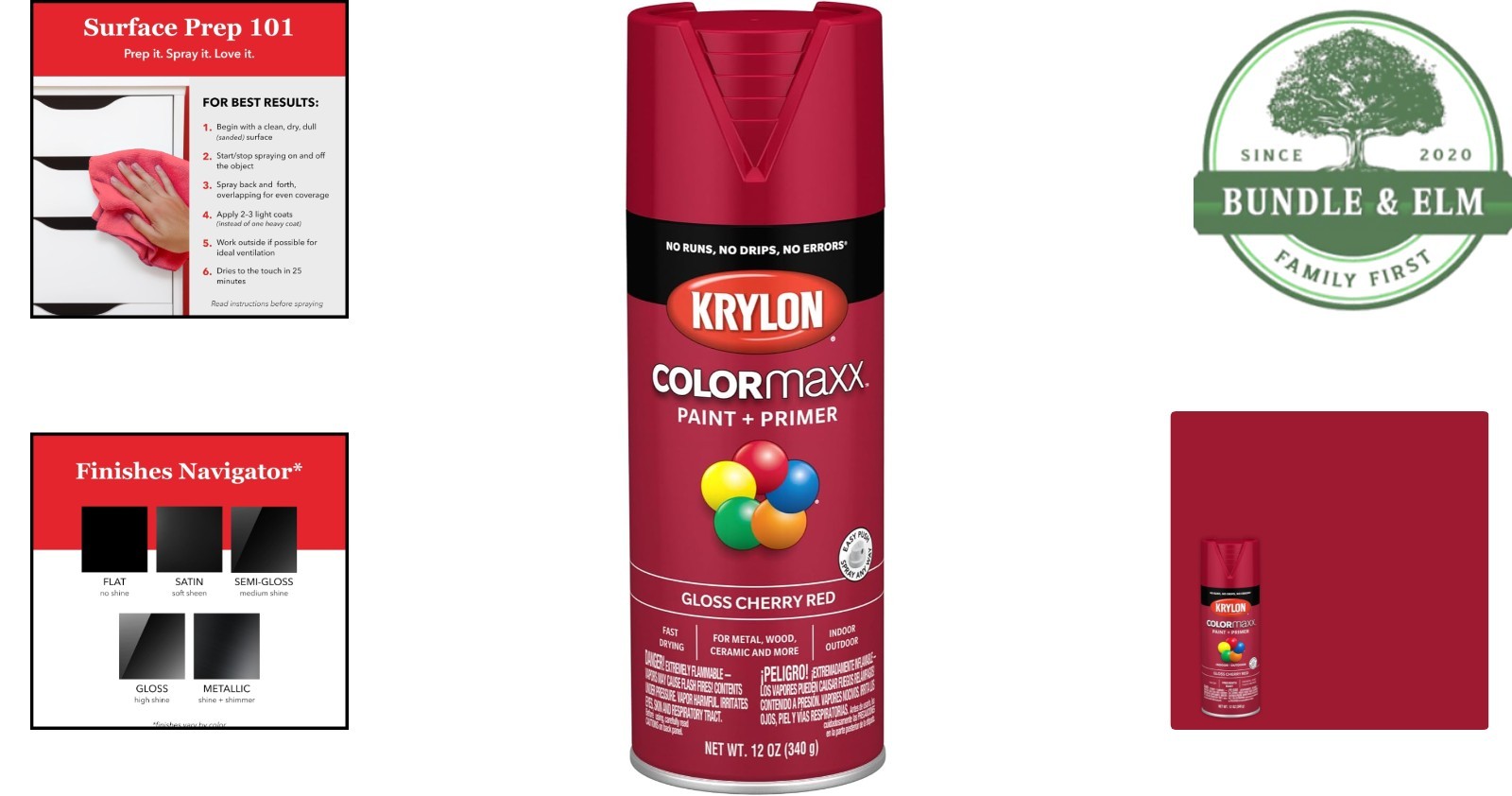 Acrylic Gloss Spray Paint in Cherry Red, Ideal for Wood, Metal and Plastic