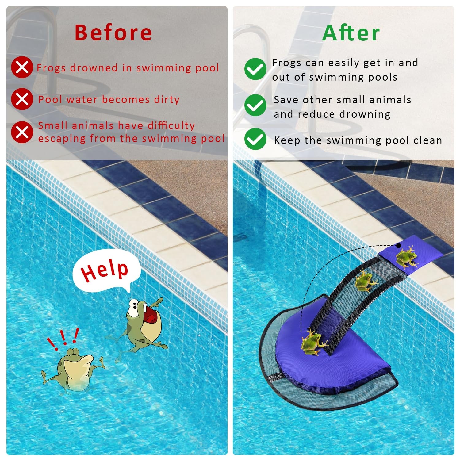 Fabflame 2 Pack Animal Saving Escape Ramp for Pools 2PCS-Dark Blue, Dark Blue