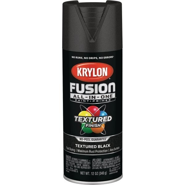 6-Krylon Fusion All-In-One Textured Spray Paint & Primer Black Model: K02776007