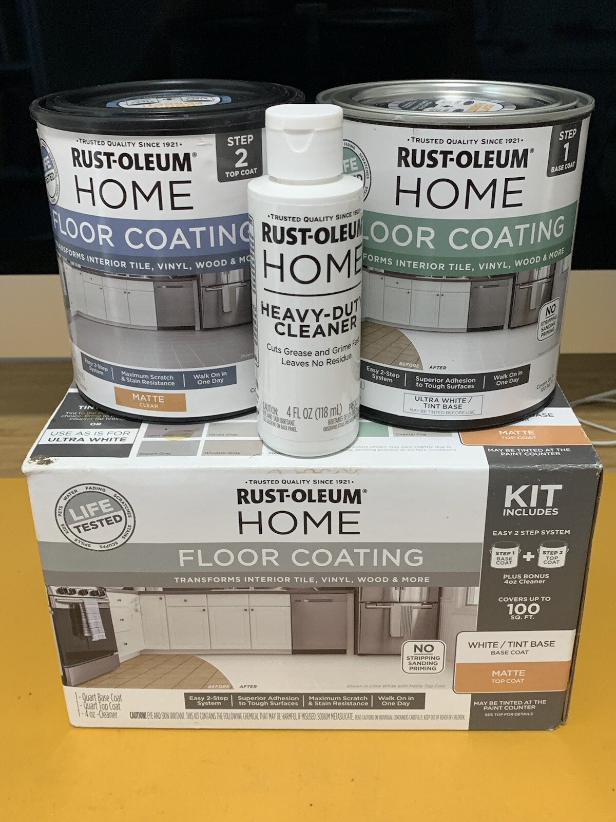 360098Rust-Oleum Home Floor Coating Kit White/Tint Base-Base Coat Matte Top Coat