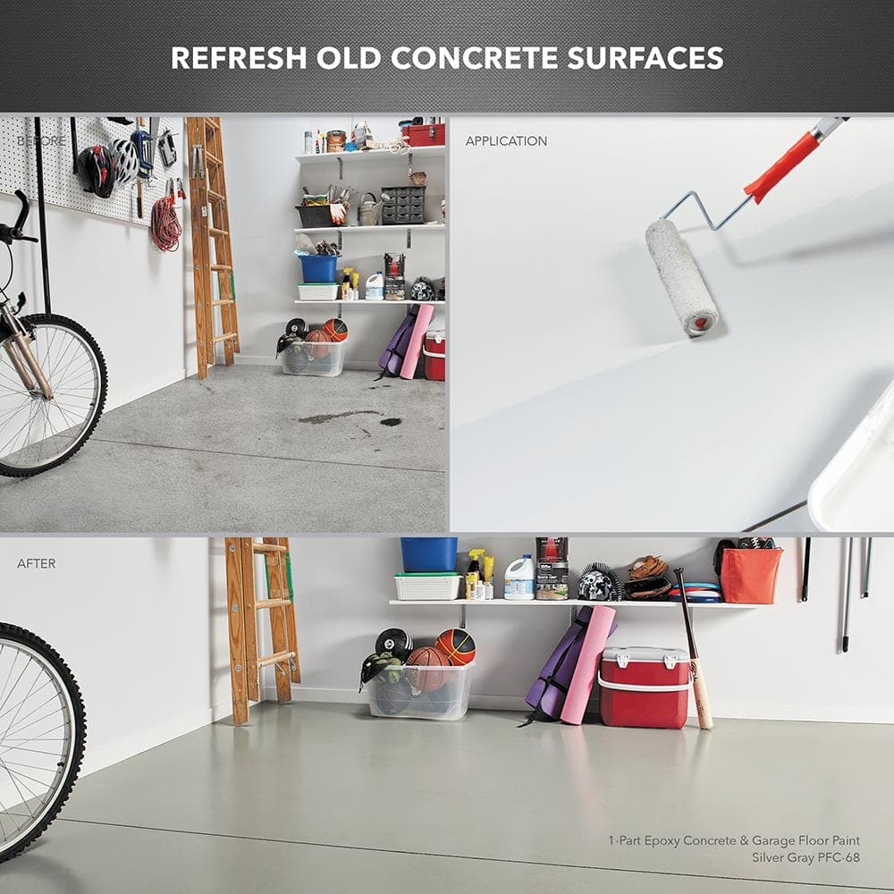 1 Gal. Slate Gray Floor Paint Epoxy Concrete For Garage Basement Patio Driveway