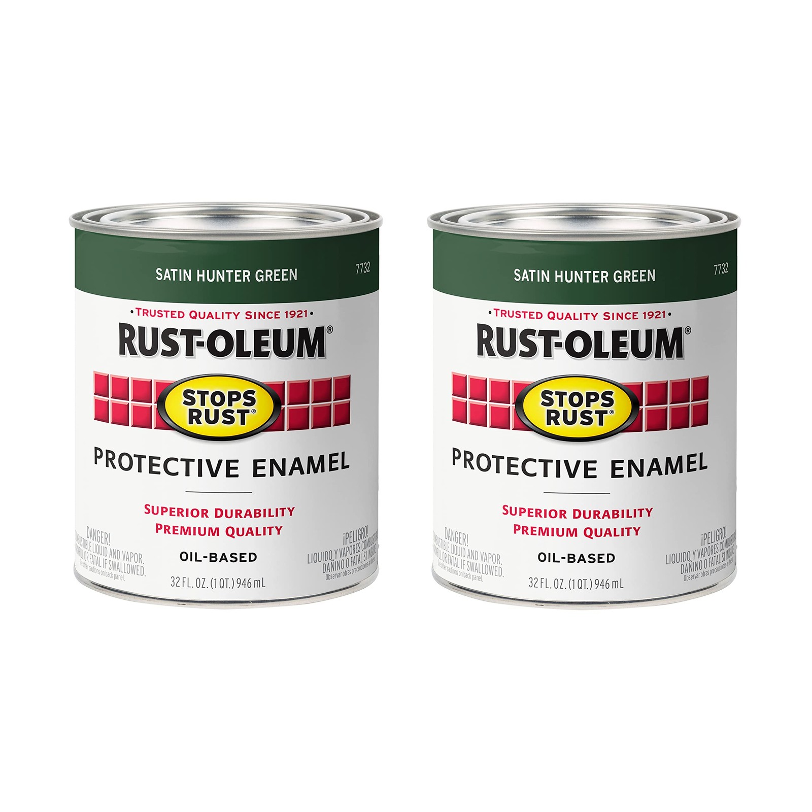 Rust Oleum Satin Hunter Green Paint 32 Oz Pack Of 2 Durable Rust Prevention