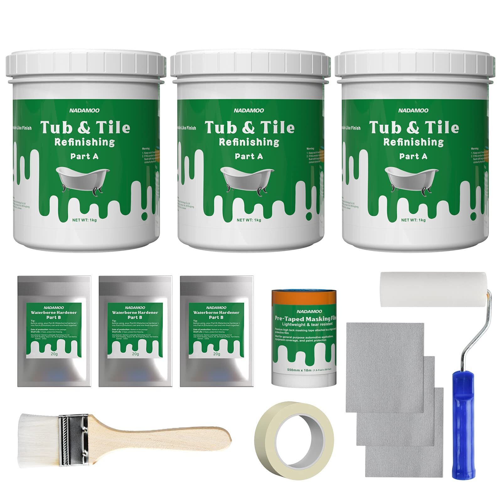 Tub And Tile Refinishing Kit 3kg / 105 Oz With Tools White Diy Bathtub Sink Co