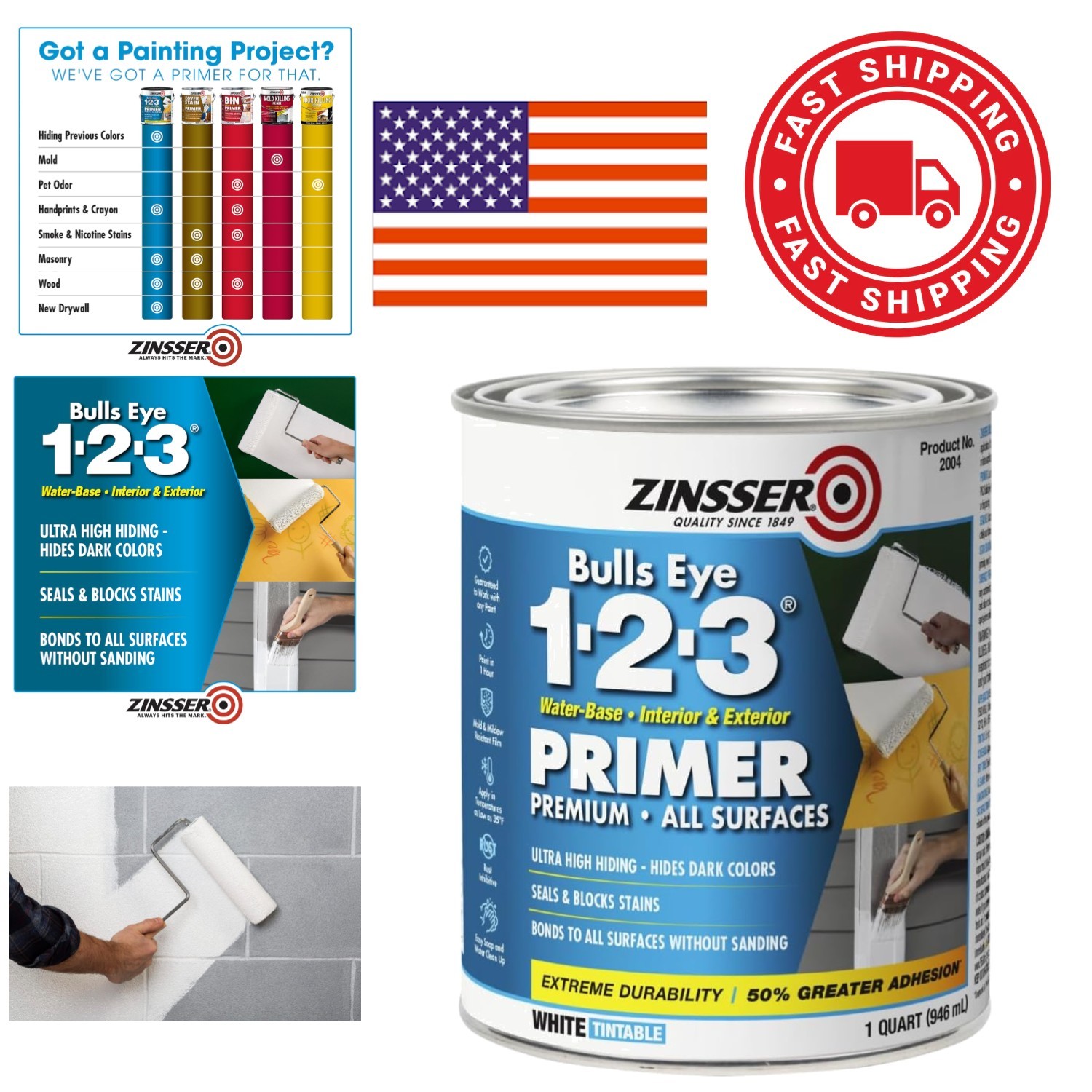 Water Based Stain Blocking Primer 1 Quart for Interior and Exterior Surfaces