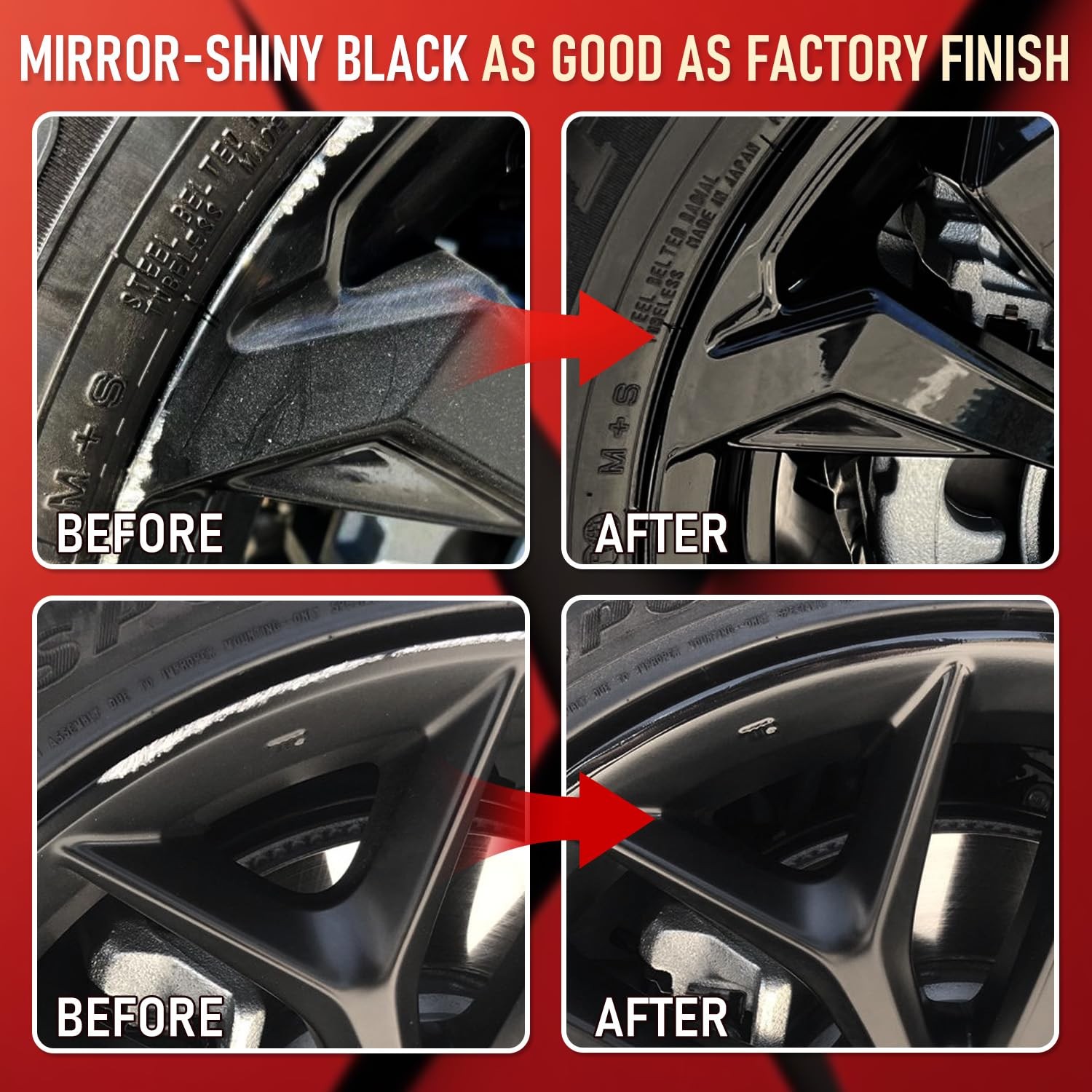 1 Set Gloss Black Wheel Rim Scratch Repair Kit Paint Pen Curb Rash Alloy